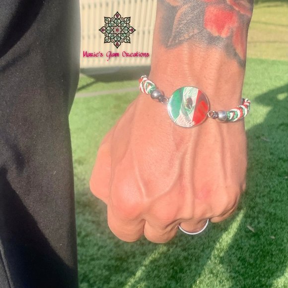 Men Patriot Bracelet-Adjustable-Mexico Flag - Picture 4 of 6